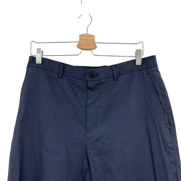 Theory Curtis B Pants Drawstring Crunch Linen Navy Blue Size Medium - Picture 3 of 12